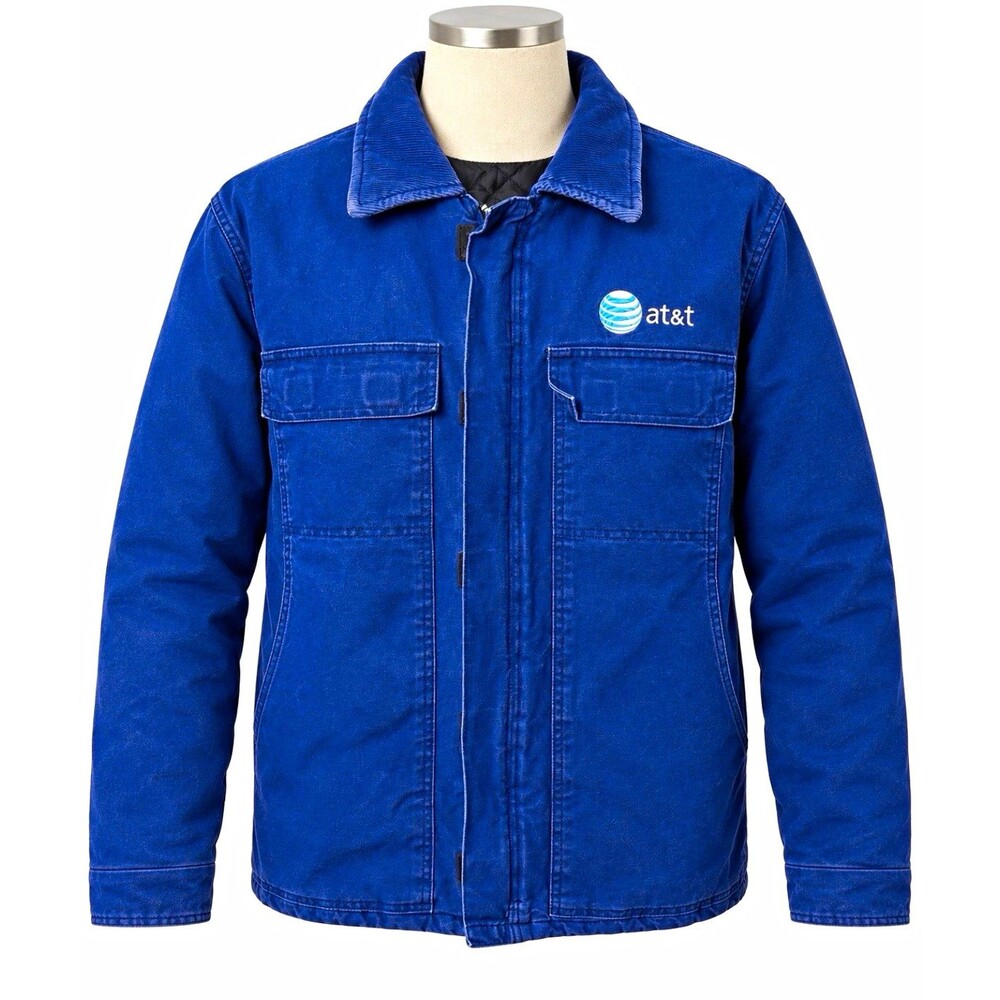 VF Imagewear AT&T Work Jacket Mens M Blue Made in USA Insulated Utility Coat